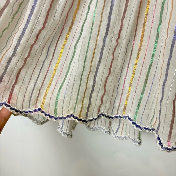 Anthropologie Floreat Itzel Boho Embroidered Halter Top Shimmer Stripes Tassels - Picture 5 of 8